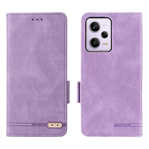 Leather Case Stands Flip Cover Holder L07Z for Xiaomi Redmi Note 12 Pro 5G Purple