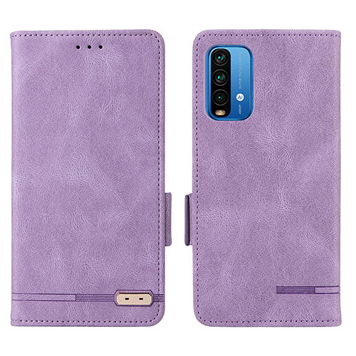 Leather Case Stands Flip Cover Holder L07Z for Xiaomi Redmi Note 9 4G Purple