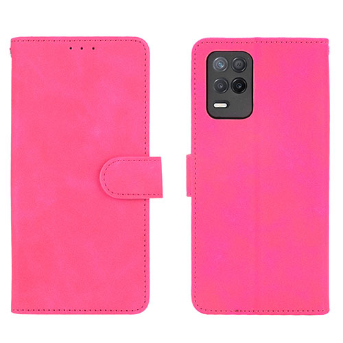 Leather Case Stands Flip Cover Holder L08Z for Realme 9 5G India Hot Pink