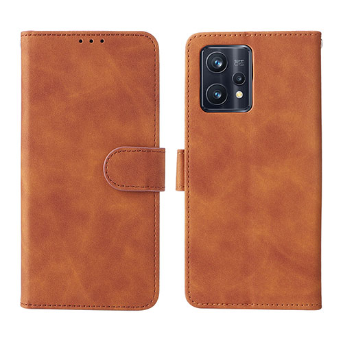 Leather Case Stands Flip Cover Holder L08Z for Realme 9 Pro+ Plus 5G Brown