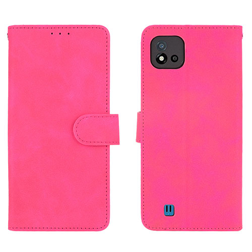 Leather Case Stands Flip Cover Holder L08Z for Realme C20A Hot Pink