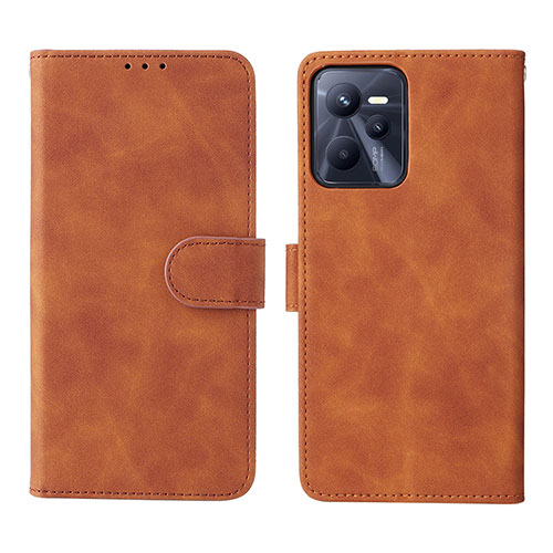 Leather Case Stands Flip Cover Holder L08Z for Realme C35 Brown