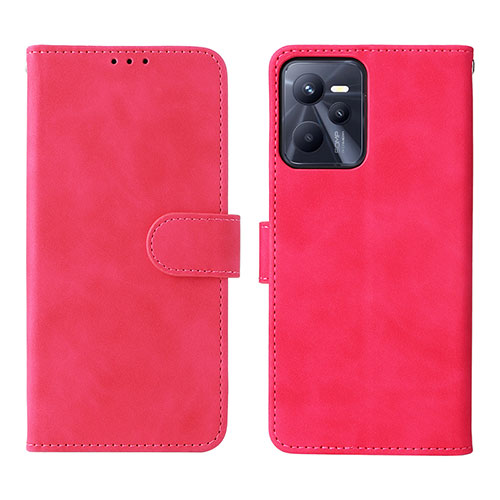 Leather Case Stands Flip Cover Holder L08Z for Realme Narzo 50A Prime Hot Pink