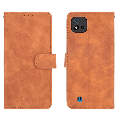 Leather Case Stands Flip Cover Holder L08Z for Realme Narzo 50i Brown