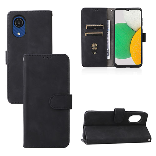 Leather Case Stands Flip Cover Holder L08Z for Samsung Galaxy A03 Core Black