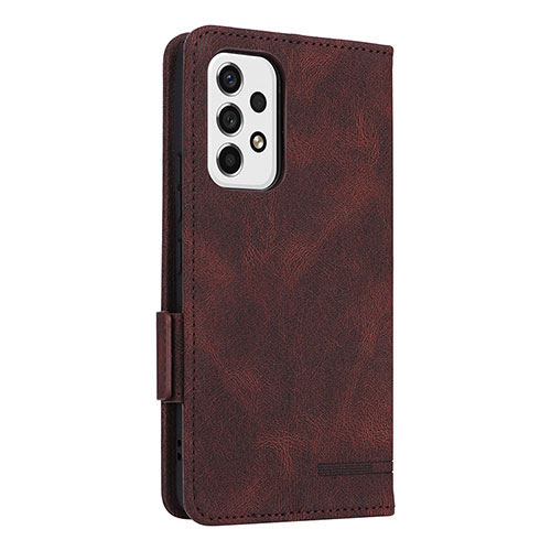 Leather Case Stands Flip Cover Holder L08Z for Samsung Galaxy A53 5G Brown