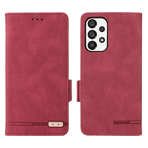 Leather Case Stands Flip Cover Holder L08Z for Samsung Galaxy A73 5G Red