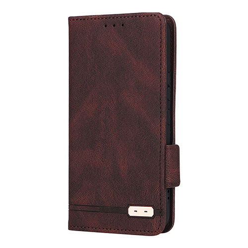 Leather Case Stands Flip Cover Holder L08Z for Samsung Galaxy S22 Plus 5G Brown