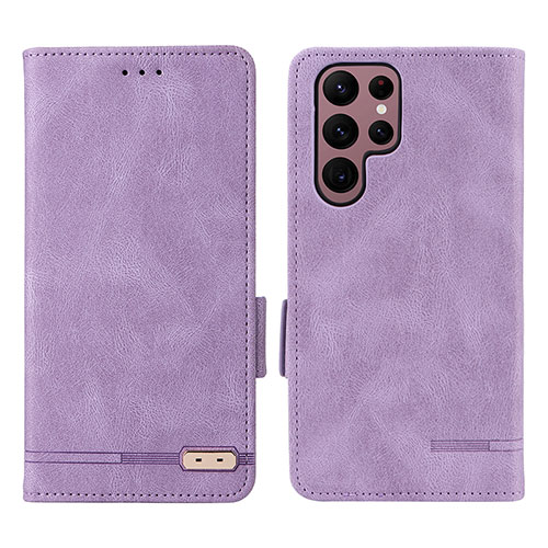 Leather Case Stands Flip Cover Holder L08Z for Samsung Galaxy S25 Ultra 5G Purple