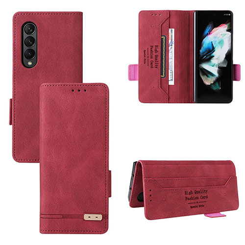 Leather Case Stands Flip Cover Holder L08Z for Samsung Galaxy Z Fold4 5G Red