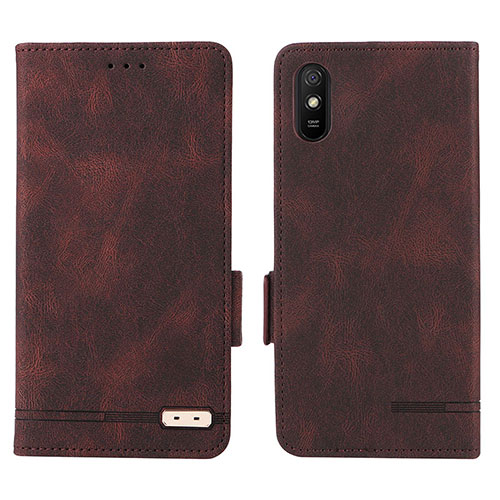 Leather Case Stands Flip Cover Holder L08Z for Xiaomi Redmi 9i Brown