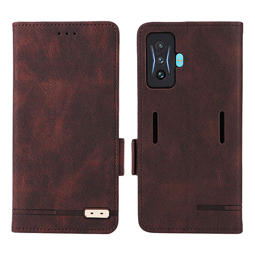 Leather Case Stands Flip Cover Holder L08Z for Xiaomi Redmi K50 Gaming 5G Brown