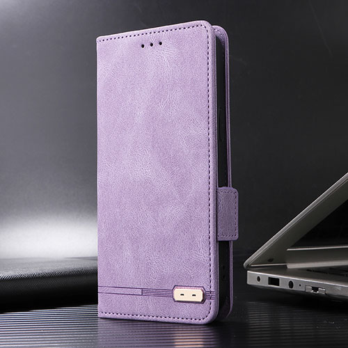 Leather Case Stands Flip Cover Holder L08Z for Xiaomi Redmi Note 11 4G (2021) Purple