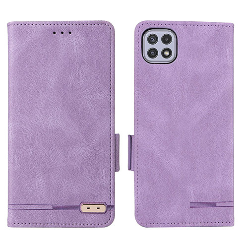 Leather Case Stands Flip Cover Holder L09Z for Samsung Galaxy A22 5G Purple