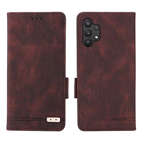 Leather Case Stands Flip Cover Holder L09Z for Samsung Galaxy A32 4G Brown