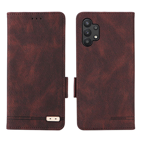 Leather Case Stands Flip Cover Holder L09Z for Samsung Galaxy A32 5G Brown