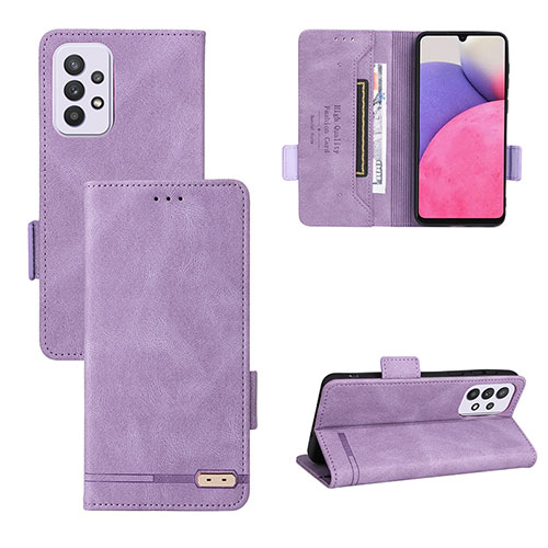 Leather Case Stands Flip Cover Holder L09Z for Samsung Galaxy A33 5G Purple