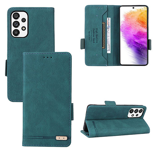 Leather Case Stands Flip Cover Holder L09Z for Samsung Galaxy A73 5G Green