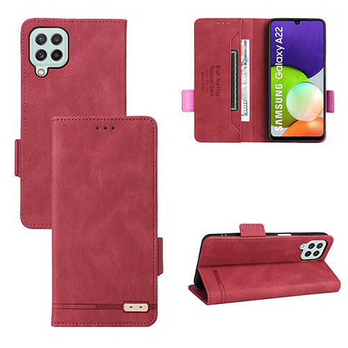 Leather Case Stands Flip Cover Holder L10Z for Samsung Galaxy A22 4G Red