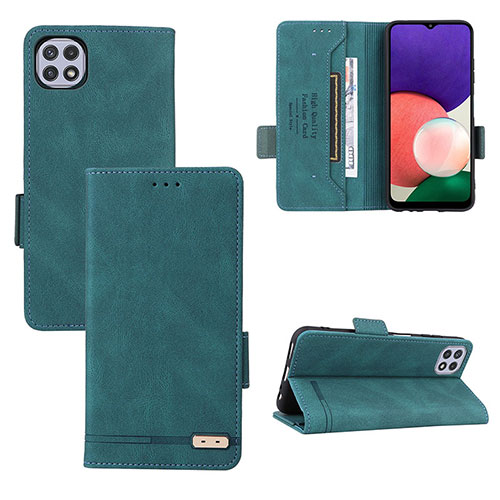 Leather Case Stands Flip Cover Holder L10Z for Samsung Galaxy A22s 5G Green