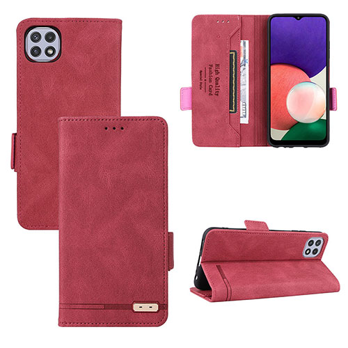 Leather Case Stands Flip Cover Holder L10Z for Samsung Galaxy A22s 5G Red