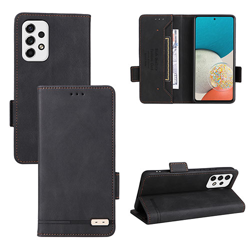 Leather Case Stands Flip Cover Holder L11Z for Samsung Galaxy A53 5G Black