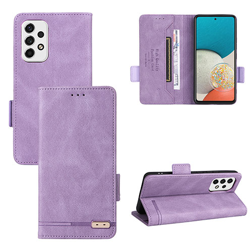 Leather Case Stands Flip Cover Holder L11Z for Samsung Galaxy A53 5G Purple