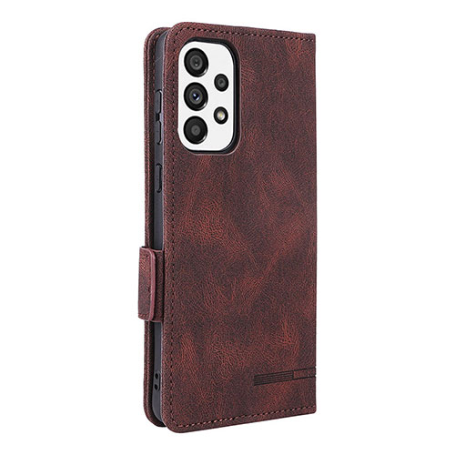 Leather Case Stands Flip Cover Holder L11Z for Samsung Galaxy A73 5G Brown