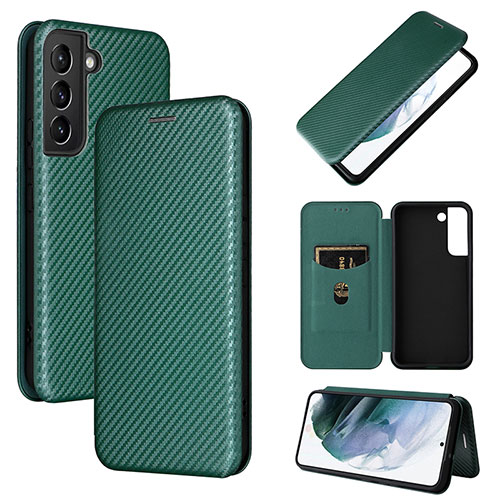 Leather Case Stands Flip Cover Holder L11Z for Samsung Galaxy S22 Plus 5G Green