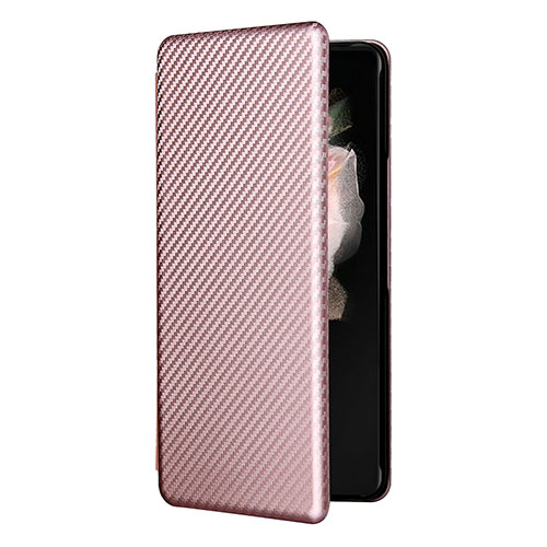 Leather Case Stands Flip Cover Holder L11Z for Samsung Galaxy Z Fold4 5G Rose Gold