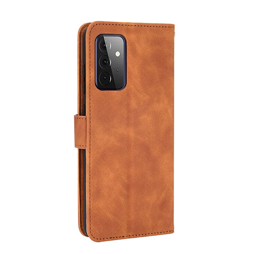 Leather Case Stands Flip Cover Holder L12Z for Samsung Galaxy A72 4G Brown