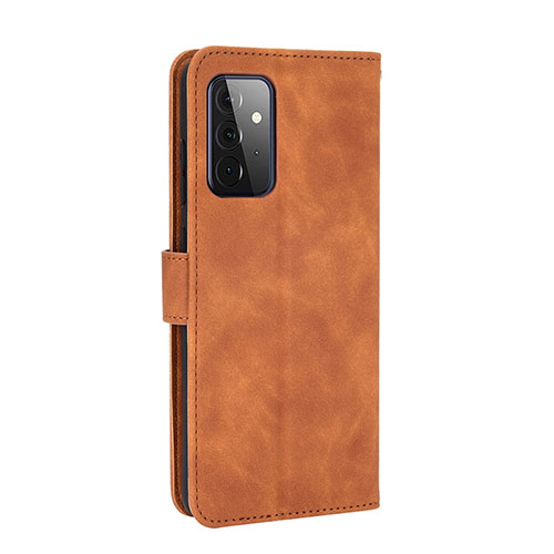 Leather Case Stands Flip Cover Holder L12Z for Samsung Galaxy A72 5G Brown