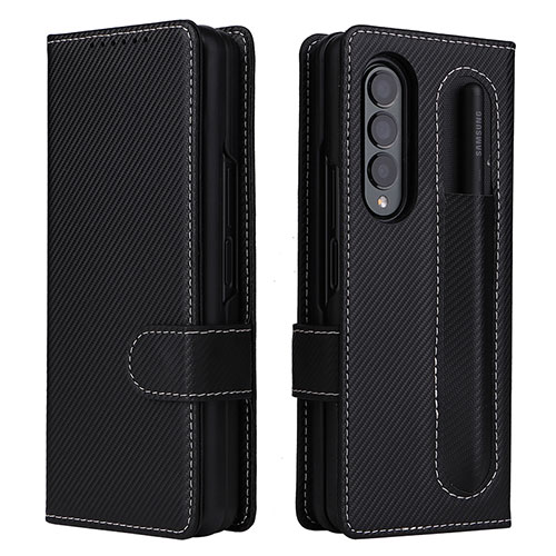 Leather Case Stands Flip Cover Holder L14Z for Samsung Galaxy Z Fold3 5G Black