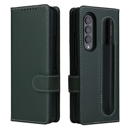 Leather Case Stands Flip Cover Holder L14Z for Samsung Galaxy Z Fold3 5G Green