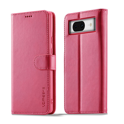 Leather Case Stands Flip Cover Holder LC1 for Google Pixel 7a 5G Hot Pink