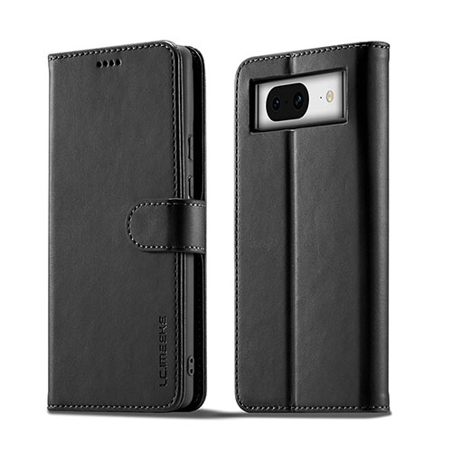 Leather Case Stands Flip Cover Holder LC1 for Google Pixel 8 5G Black