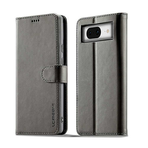 Leather Case Stands Flip Cover Holder LC1 for Google Pixel 8 5G Gray