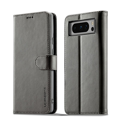 Leather Case Stands Flip Cover Holder LC1 for Google Pixel 8 Pro 5G Gray