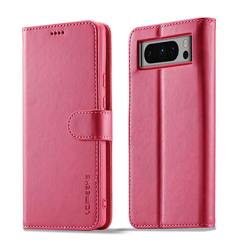 Leather Case Stands Flip Cover Holder LC1 for Google Pixel 8 Pro 5G Hot Pink