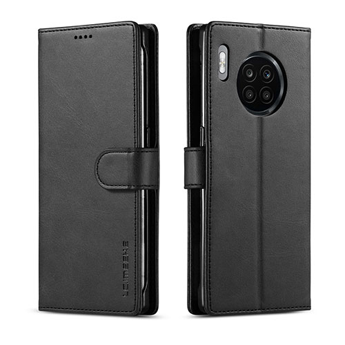 Leather Case Stands Flip Cover Holder LC1 for Huawei Honor 50 Lite Black