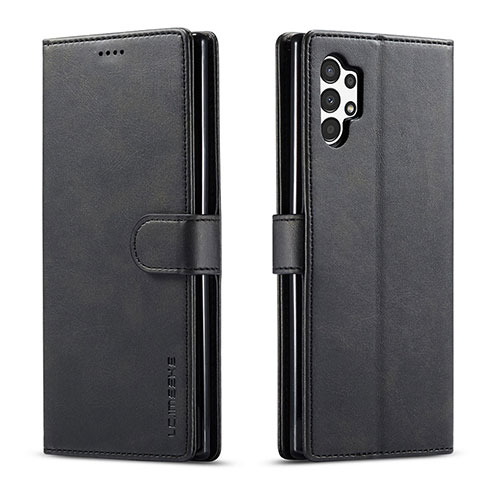 Leather Case Stands Flip Cover Holder LC1 for Samsung Galaxy A13 4G Black