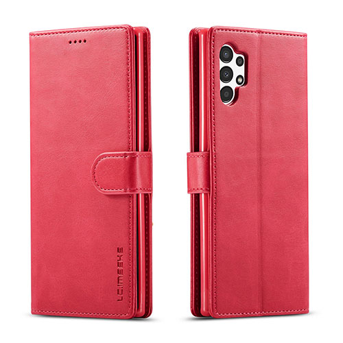 Leather Case Stands Flip Cover Holder LC1 for Samsung Galaxy A13 4G Hot Pink