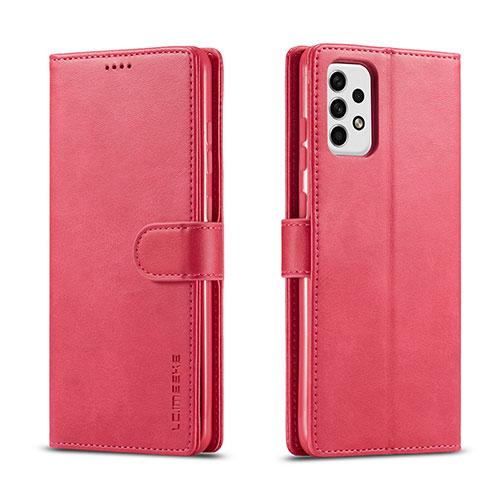 Leather Case Stands Flip Cover Holder LC1 for Samsung Galaxy A23 4G Hot Pink