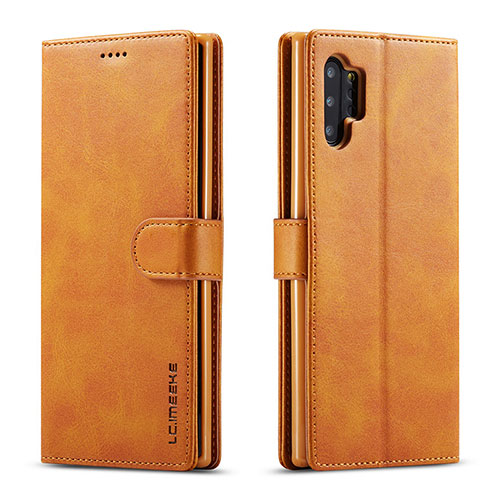 Leather Case Stands Flip Cover Holder LC1 for Samsung Galaxy A32 4G Light Brown