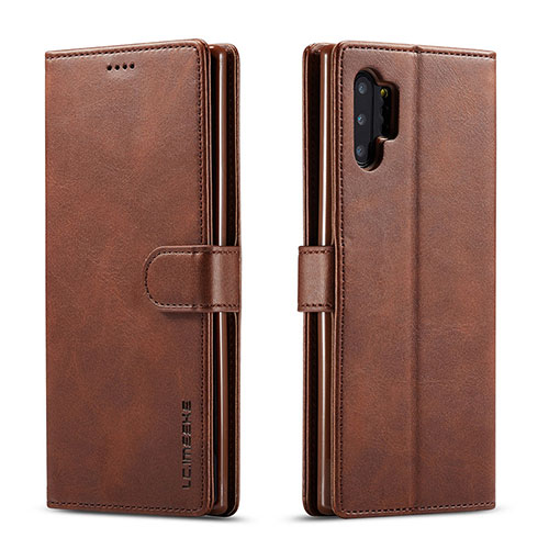 Leather Case Stands Flip Cover Holder LC1 for Samsung Galaxy A32 5G Brown