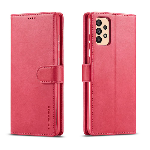 Leather Case Stands Flip Cover Holder LC1 for Samsung Galaxy A33 5G Hot Pink