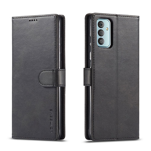 Leather Case Stands Flip Cover Holder LC1 for Samsung Galaxy M23 5G Black