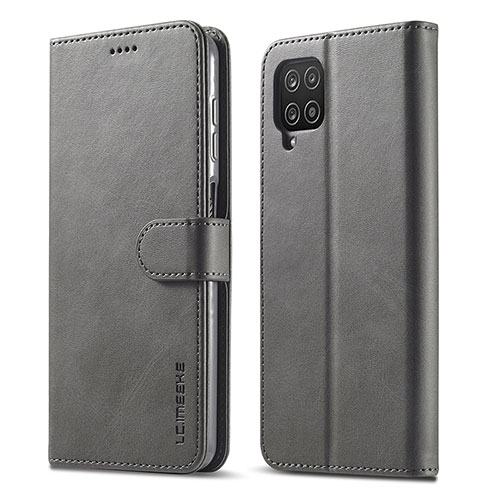 Leather Case Stands Flip Cover Holder LC1 for Samsung Galaxy M53 5G Gray