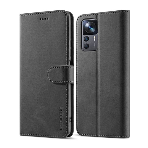 Leather Case Stands Flip Cover Holder LC1 for Xiaomi Mi 12T 5G Black