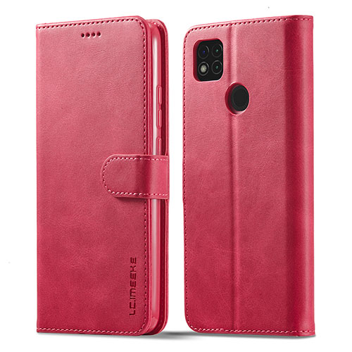 Leather Case Stands Flip Cover Holder LC1 for Xiaomi POCO C3 Hot Pink